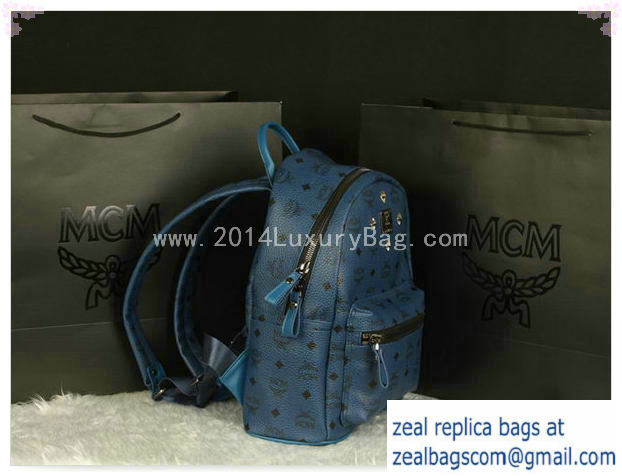 High Quality Replica MCM Stark Backpack Large in Calf Leather 8004 RoyalBlue